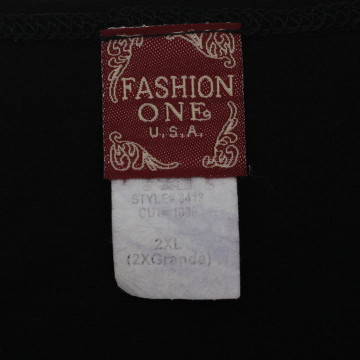 Y2K Ladies Fashion One USA Black Crinkle Textured Tank Top Size 2XL