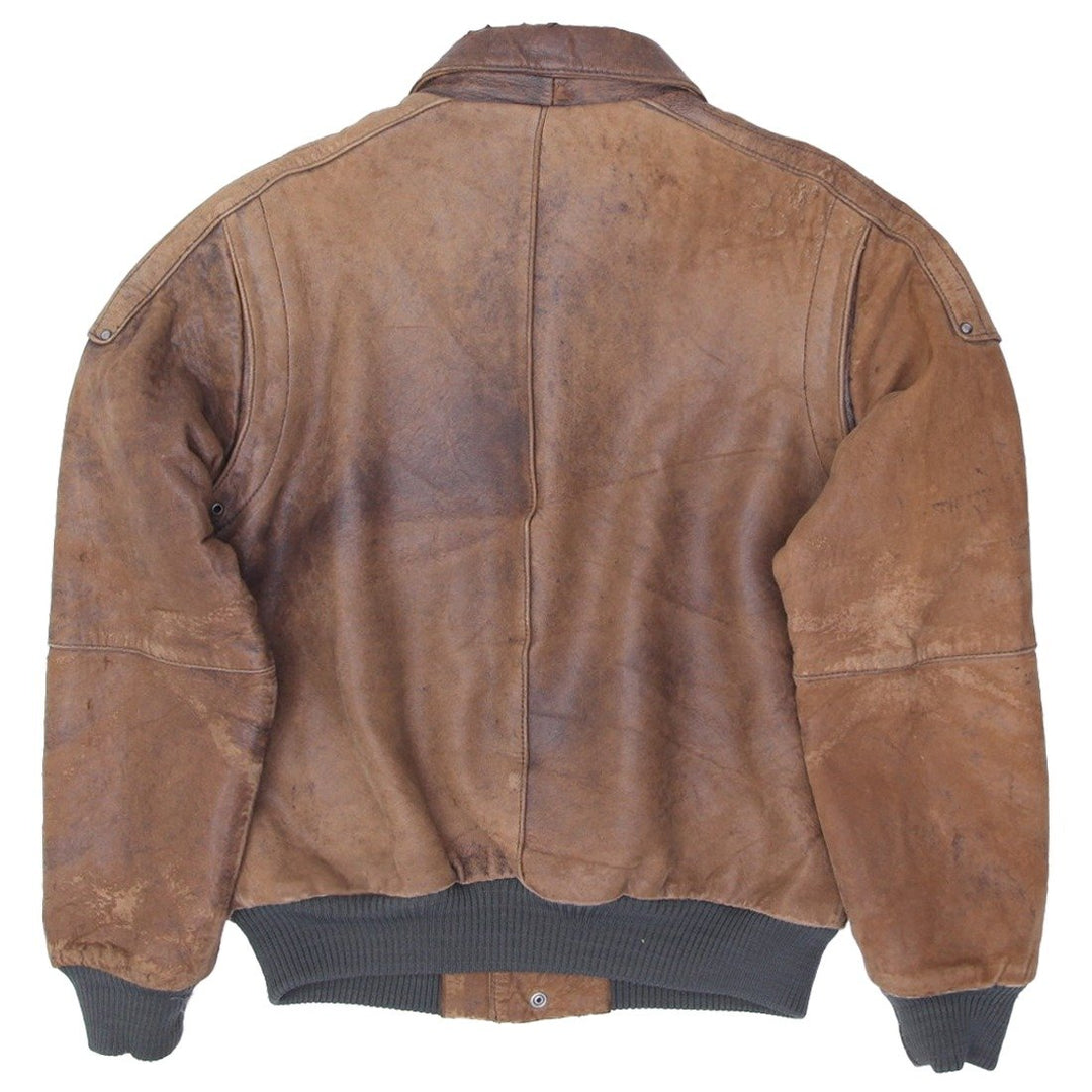Rare 90s Henry Huit Preview Leathers Aviator Style Motorcycle Graphic Lined Distressed Jacket | Migration_Jac | Fashion Rerun