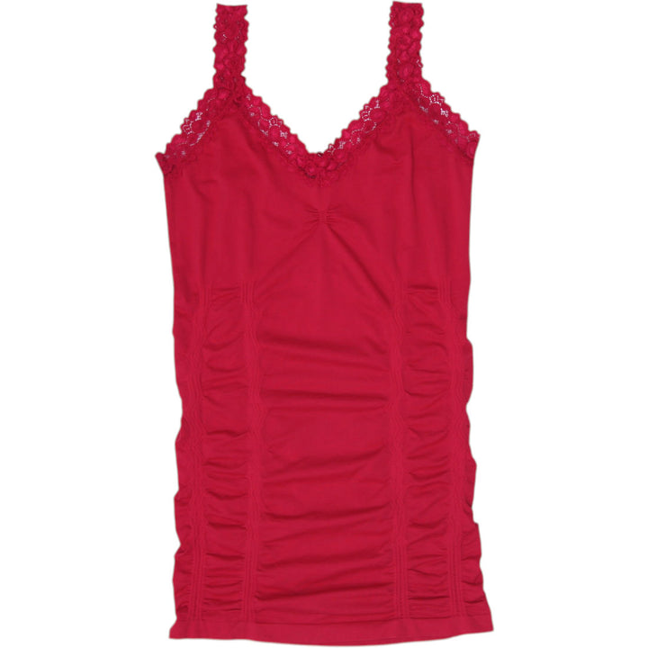 Y2K Ladies Kismet Red Lace Trim Ruched Stretch Cami Top Size Large