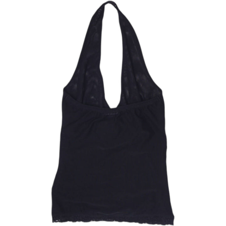 Y2K Ladies Danza Halter Top Black Mesh Ruched Sparkle