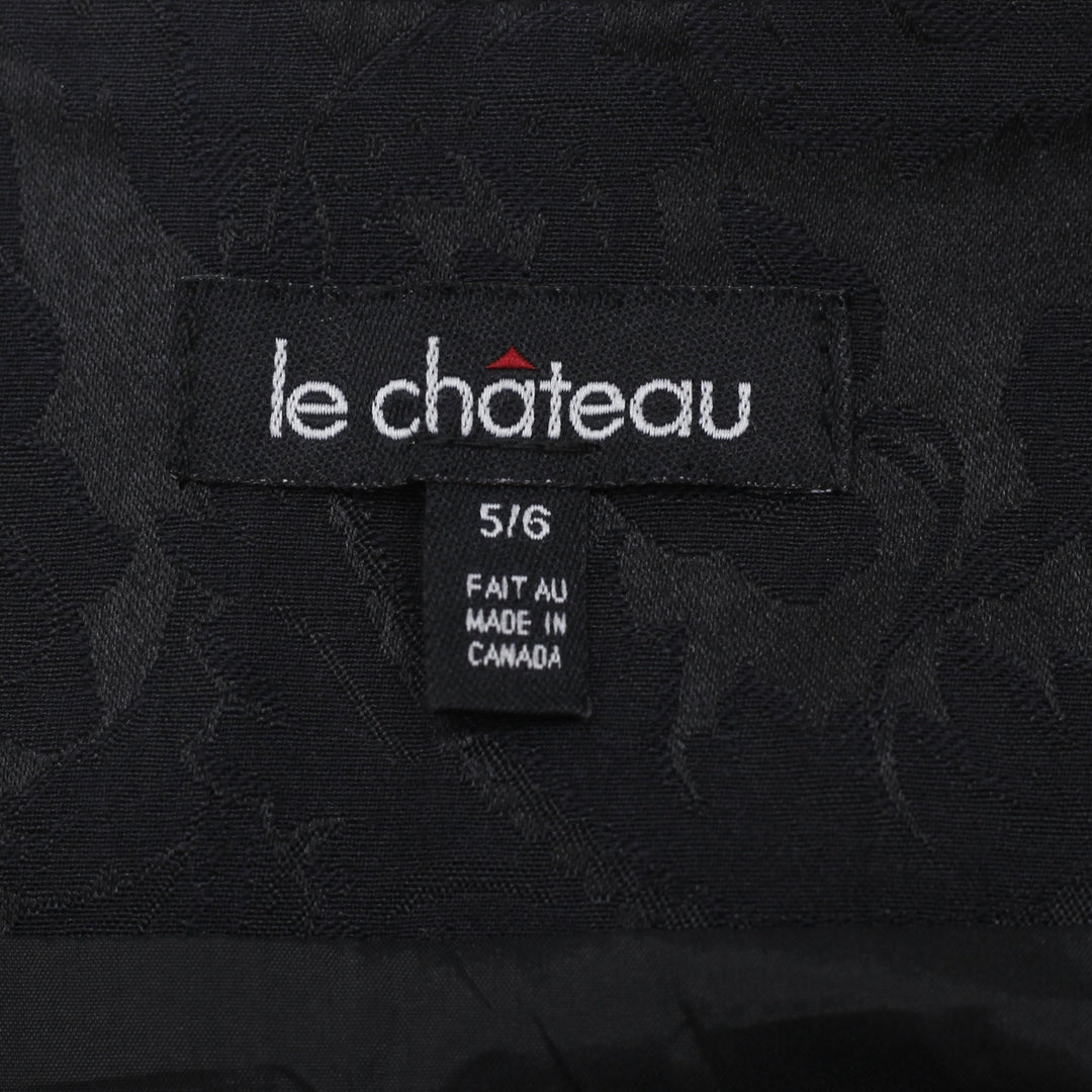 Y2K Ladies Le Château Black Floral Jacquard Mini Skirt Made in Canada Size 5/6