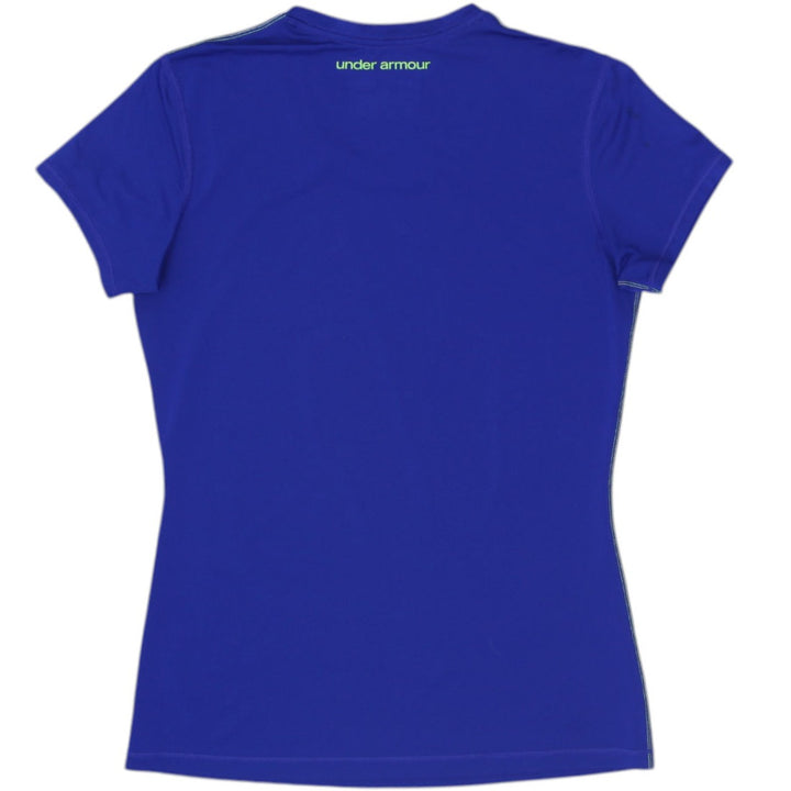 Ladies Under Armour HeatGear T-Shirt Blue Fitted Activewear Size S