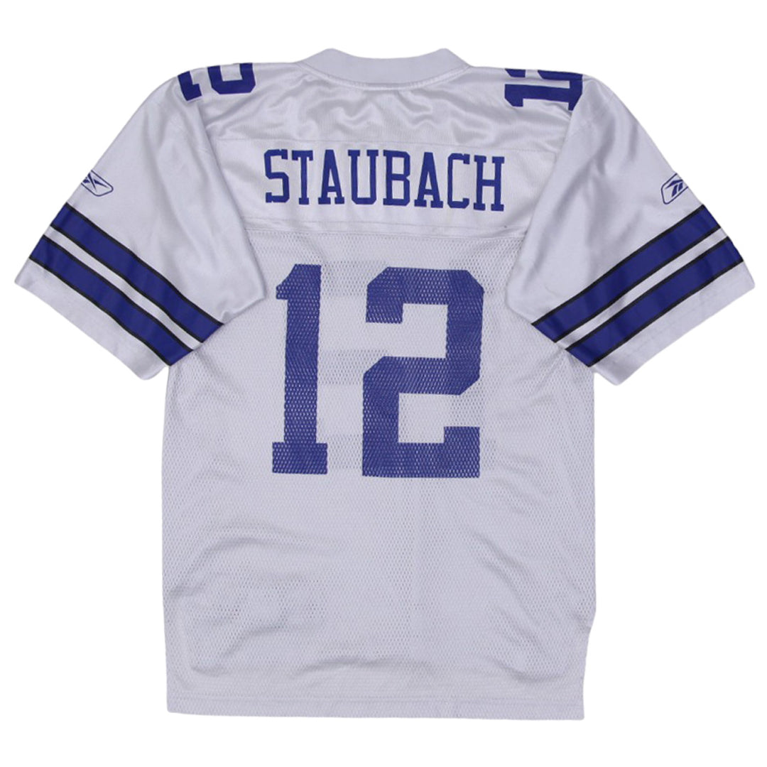 Mens Throwback White Sewn #12 Roger Staubach Dallas Cowboys Jersey