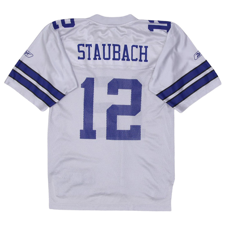 Mens Throwback White Sewn #12 Roger Staubach Dallas Cowboys Jersey