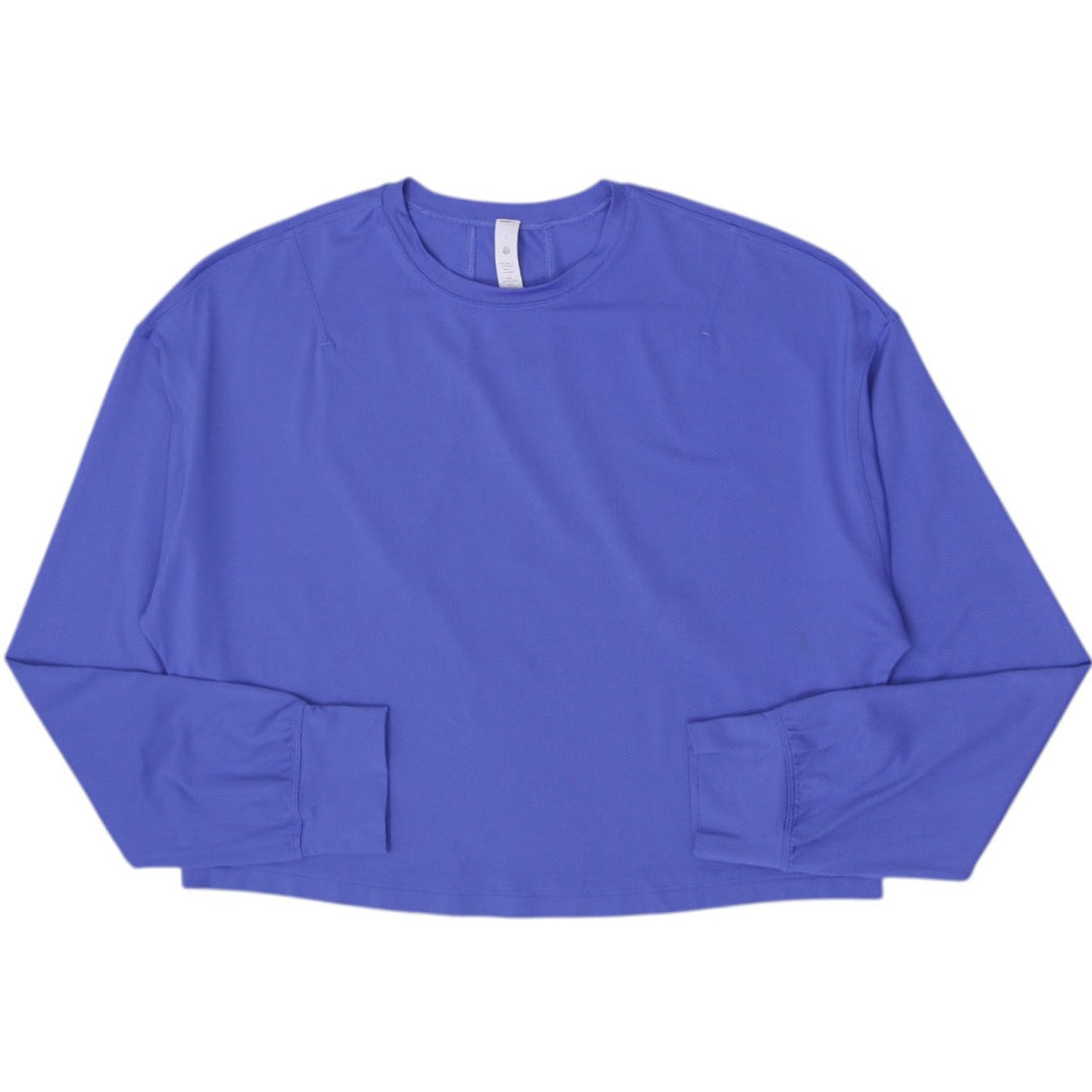 Ladies Lululemon Cropped Oversized Long Sleeve Workout Pullover T-Shirt Size 4