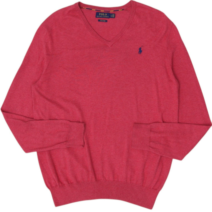 Mens Polo Ralph Lauren V-Neck Pima Cotton Sweater Size L