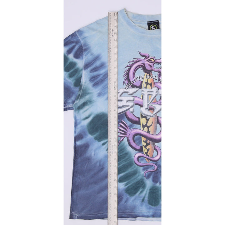 Vintage 90s South Bay Surf SBS Dragon & Surfboard Tie Dye Graphic T-Shirt Sz XL