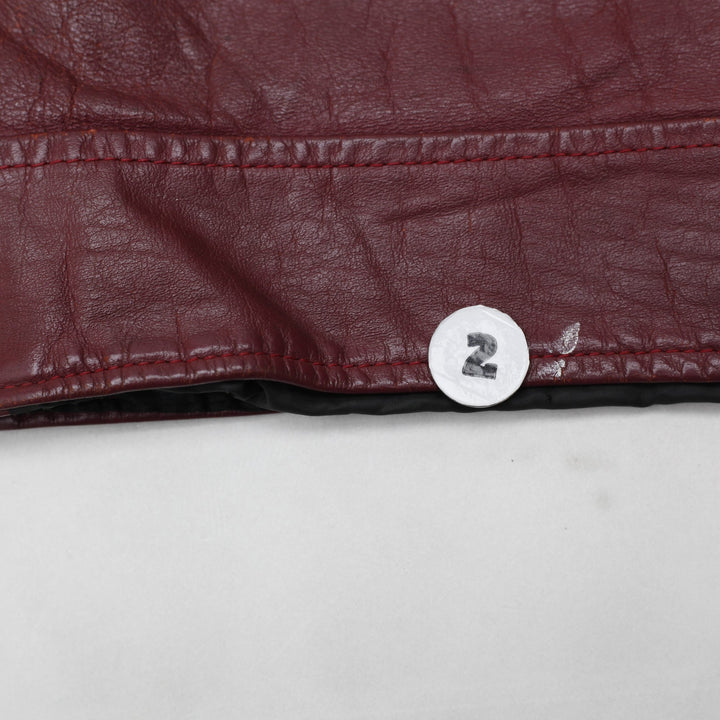 Vintage Leather Varsity Jacket Maroon Football Patched | Migration_Jackets - View 6 | Fashion Rerun
