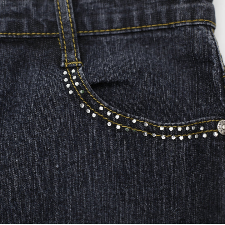 Y2K Ladies Jeansbay Y2K Rhinestone Studded Dark Wash Bootcut Jeans Petite 8P
