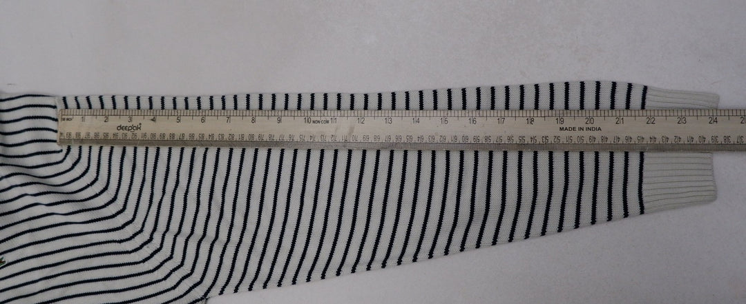 Vintage Mens Lacoste Sweater Navy Striped V-Neck Knit