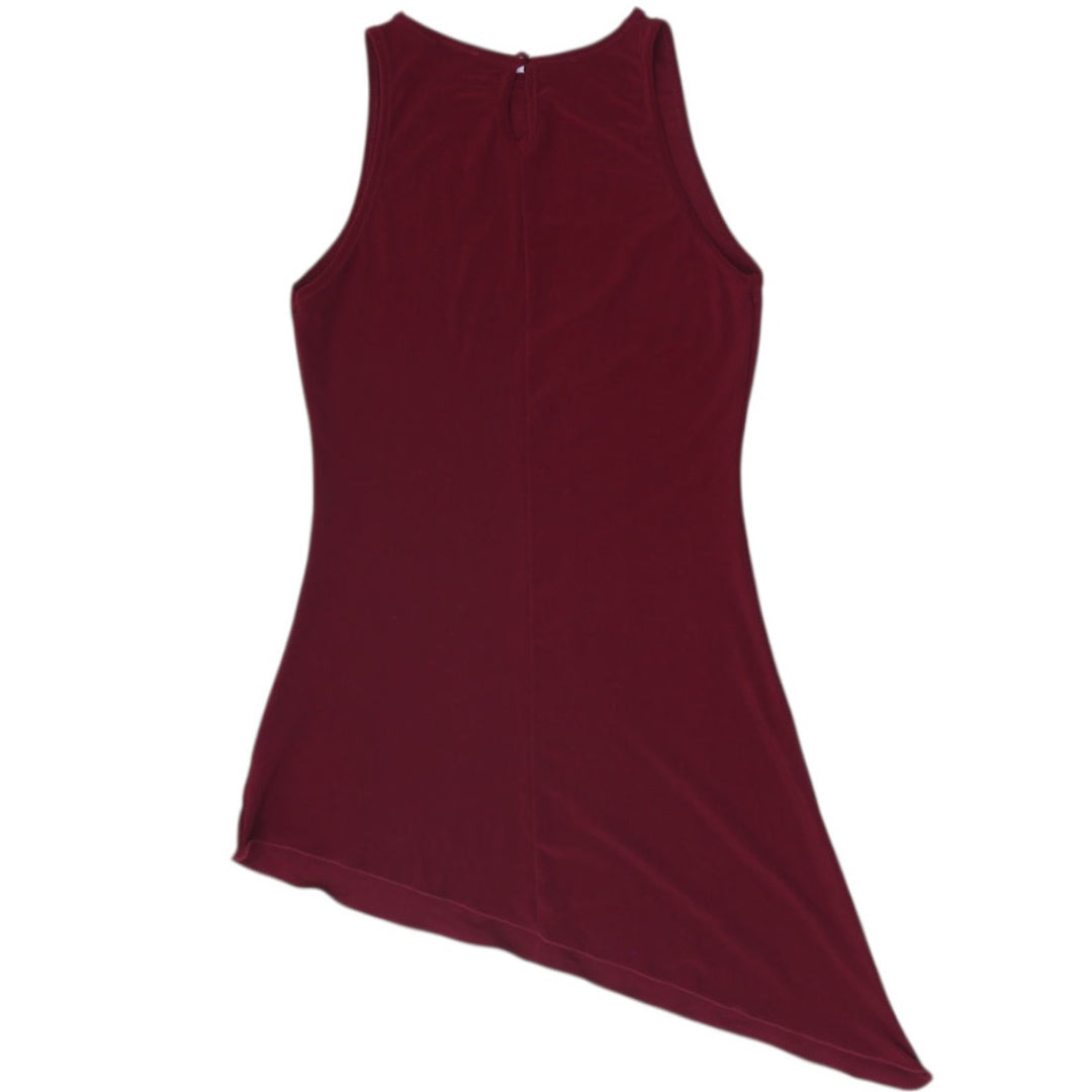 Y2K Ladies Vixen Burgundy Asymmetric Hanky Hem Sleeveless Top