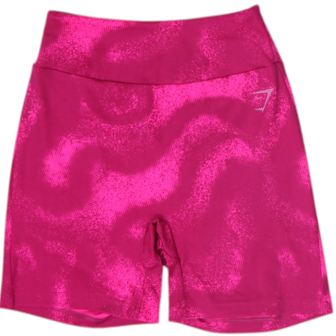 Ladies Gymshark Power Tight Shorts Magenta Pink Print Size M