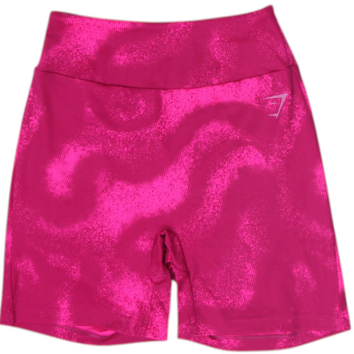 Ladies Gymshark Power Tight Shorts Magenta Pink Print Size M