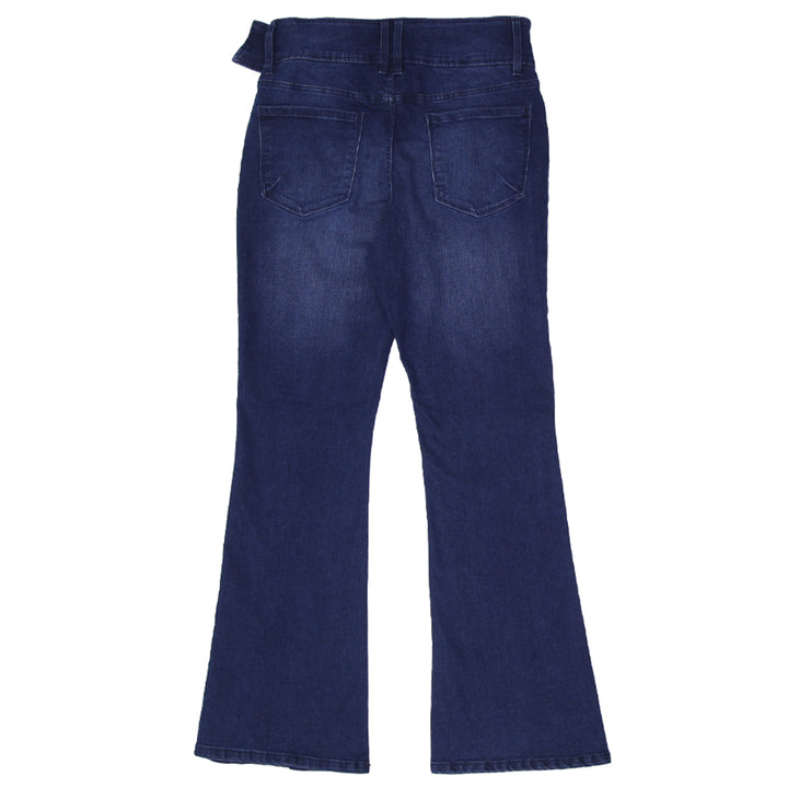 Y2K Ladies Jeaniologie Mid Rise Flare Belted Jeans