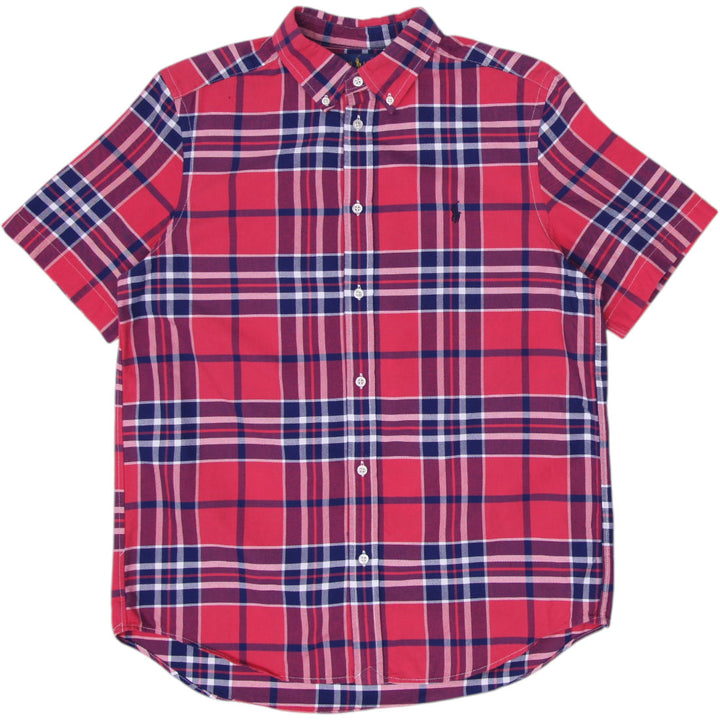 Mens Ralph Lauren Shirt Red Plaid Embroidered Cotton Size XL