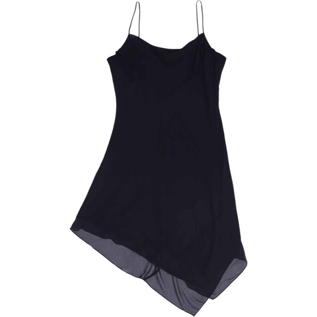 Y2K Ladies Jessica Petite Black Dress Midi Asymmetric Spaghetti Strap