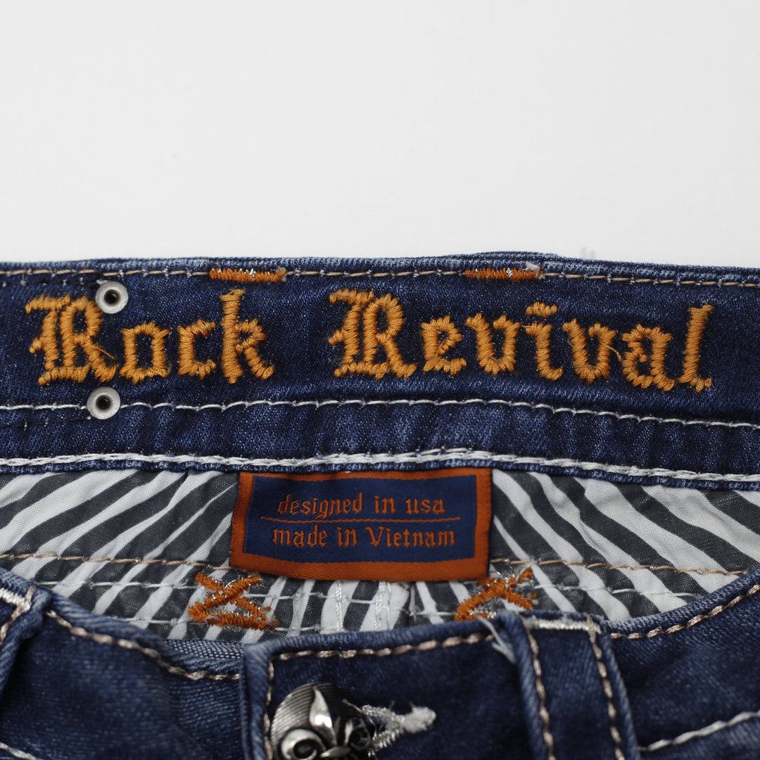 Ladies Rock Revival Johanna  Denim Embroidered Bootcut Jeans Washed Size 26 | Migration_Jeans - Back View | Fashion Rerun