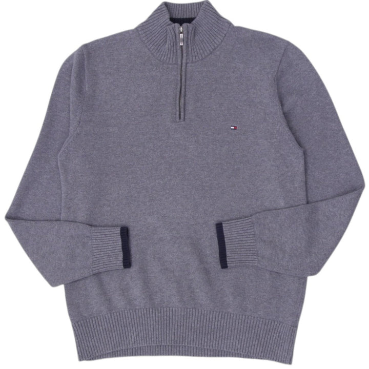 Mens Tommy Hilfiger Gray Sweater Ribbed Knit Retro Style Casual Size XL