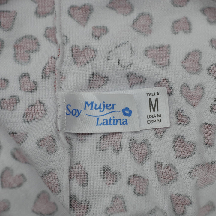 Y2K Ladies Soy Mujer Latina Heart Print Lace-Trim Cami Top Size M
