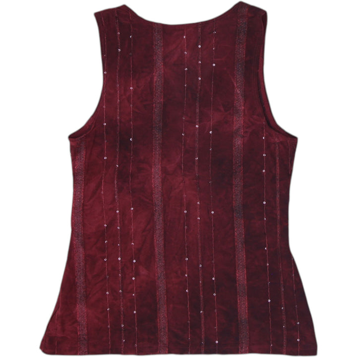 Y2K Ladies Reitmans Whimsigoth Blouse Oxblood Shimmer Twist Bodice Goth Tank