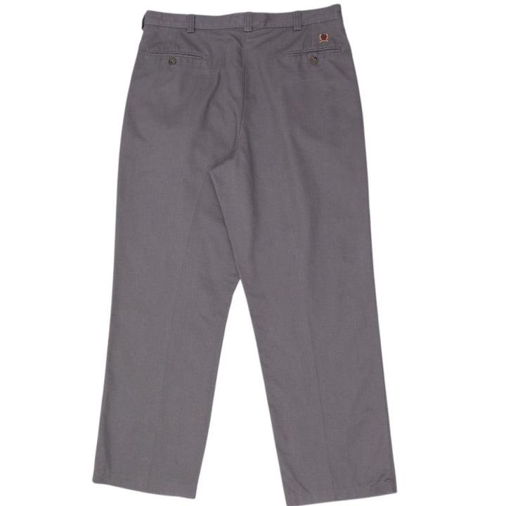 Vintage Mens Tommy Hilfiger Trousers Gray Smart Casual Designer Pants Size 36x30 | Migration_Pants - Side Vie | Fashion Rerun