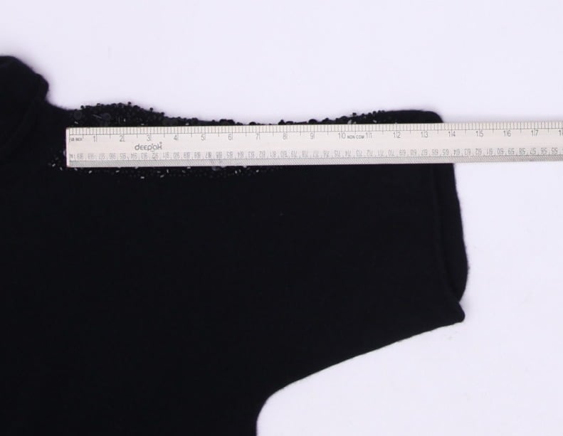 Ladies Lauren Hansen Sweater Black Beaded Sequin 100% Cashmere Turtle Neck