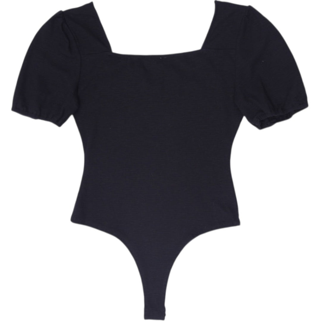 Y2K Ladies Baevley Ribbed Puff Sleeve Bodysuit Size S