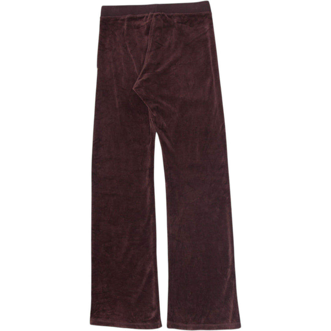 Y2K Ladies Juicy Couture Sweatpants Brown Velour Logo Detail Drawstring