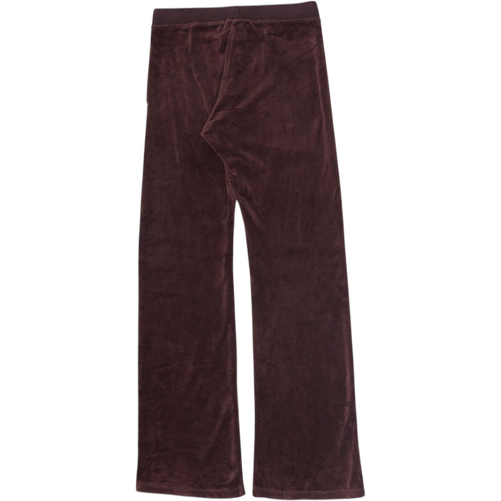 Y2K Ladies Juicy Couture Sweatpants Brown Velour Logo Detail Drawstring