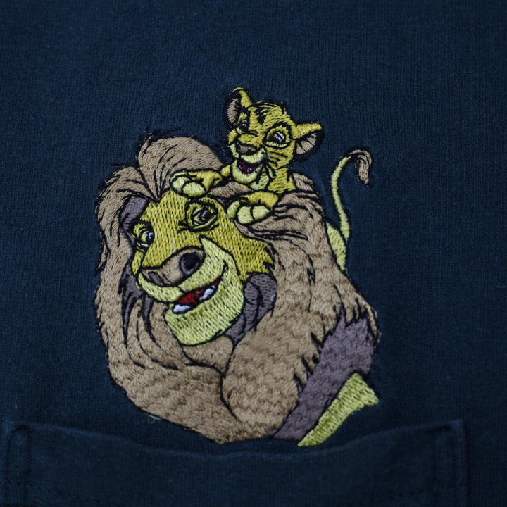 Vintage 90s Mickey Inc The Lion King Mufasa Simba Pocket T-Shirt Size L/XL