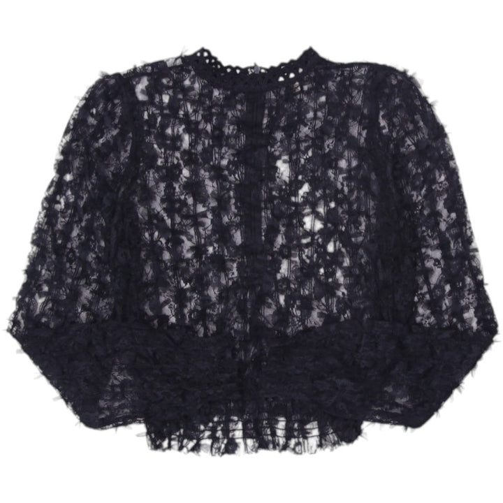 Y2K Ladies Black Mesh Lace Long Sleeve Top