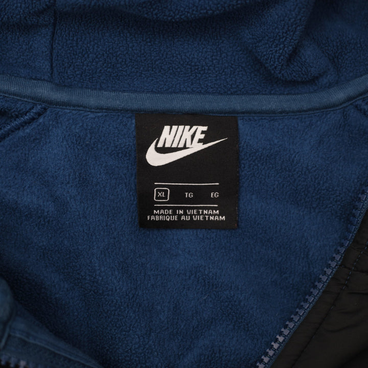 Mens Nike Polar Fleece Windrunner Full Zip Hoodie Blue Black Jacket Size XL