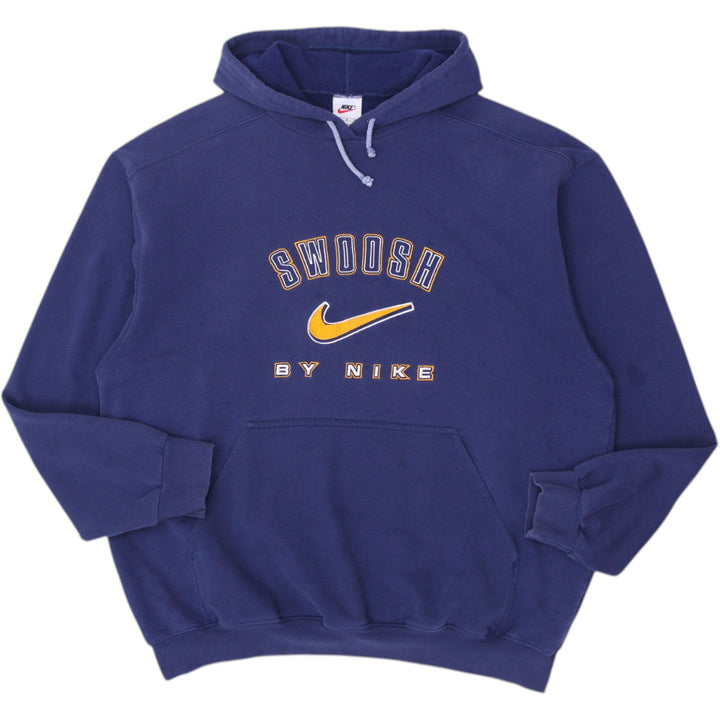 Vintage Embroidered Swoosh By Nike Navy Pullover Hoodie Size L | Migration_Hoodies | Fashion Rerun