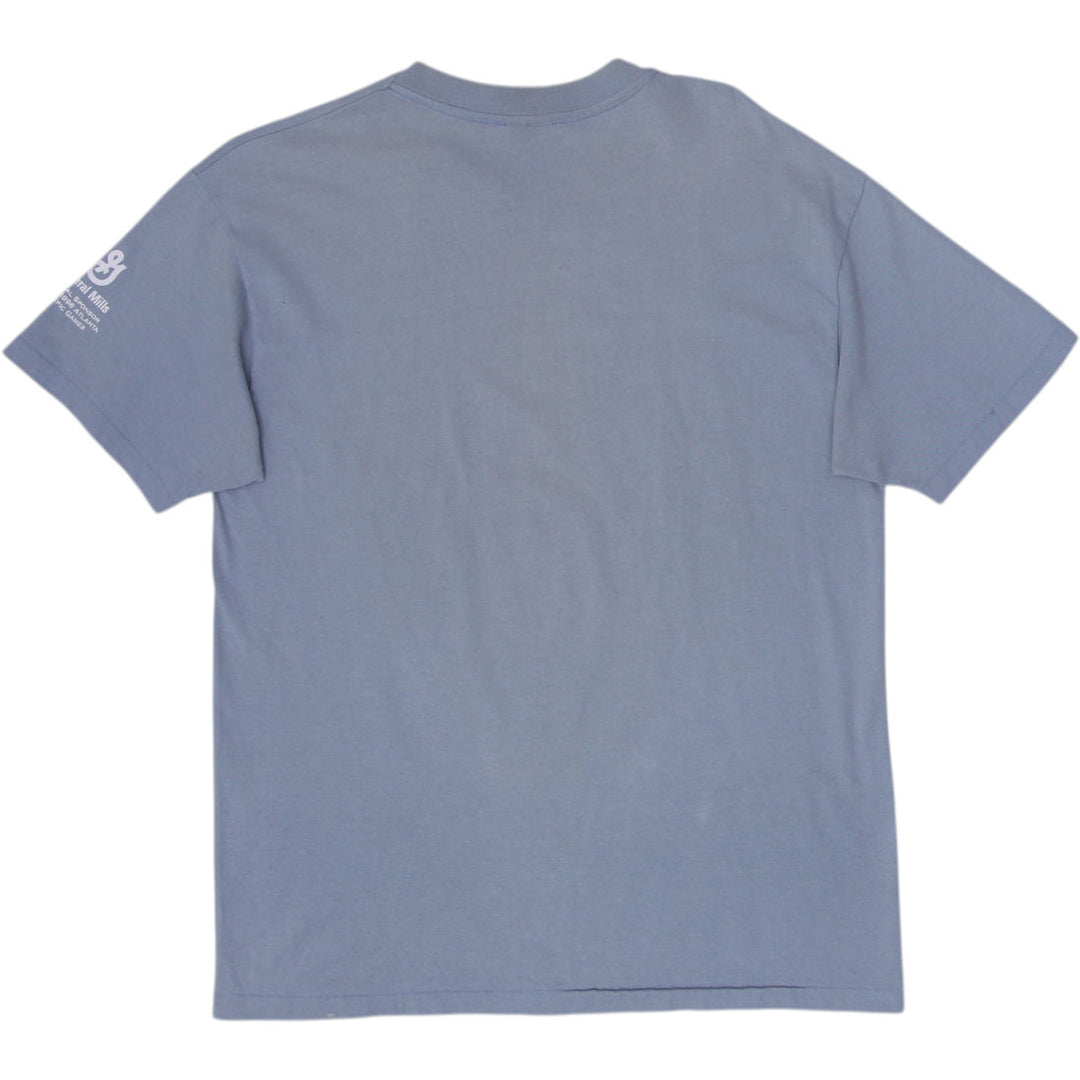 Vintage Mens Hanes T-Shirt Blue Olympic Graphic Cotton S. Stitch Size L