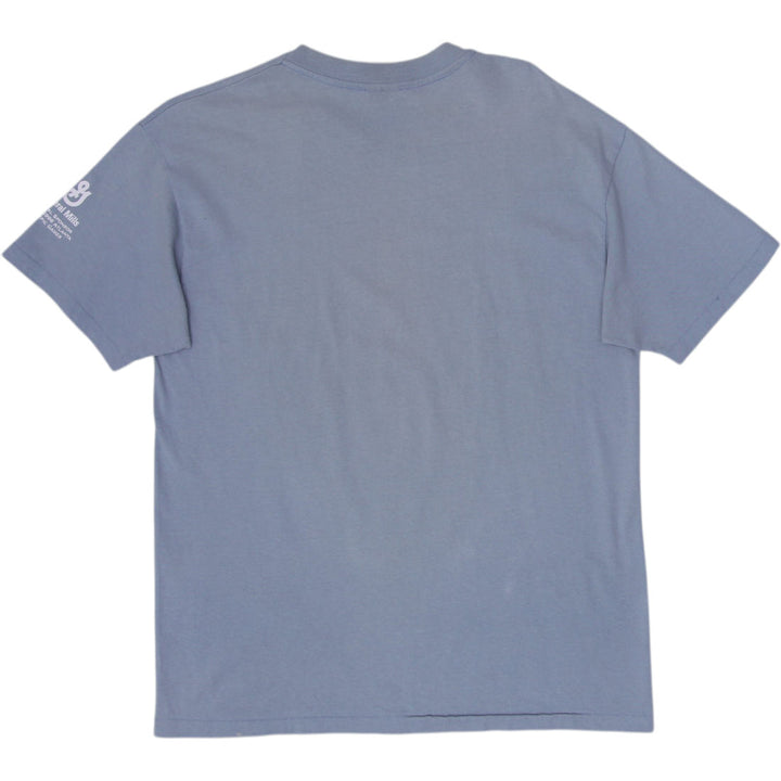 Vintage Mens Hanes T-Shirt Blue Olympic Graphic Cotton S. Stitch Size L