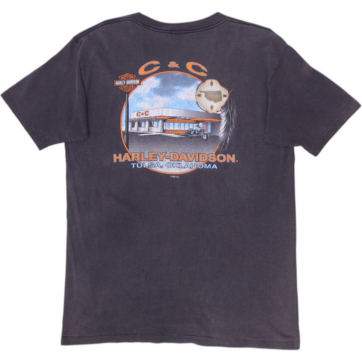 Vintage 90s Harley-Davidson Wolf Graphic T-Shirt Size L | Migration_T-Shirts - Side View | Fashion Rerun
