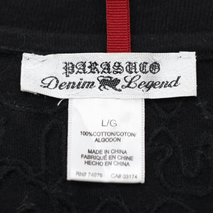 Y2K Mens Parasuco Denim Legend Black Long Sleeve T-Shirt Graphic Design