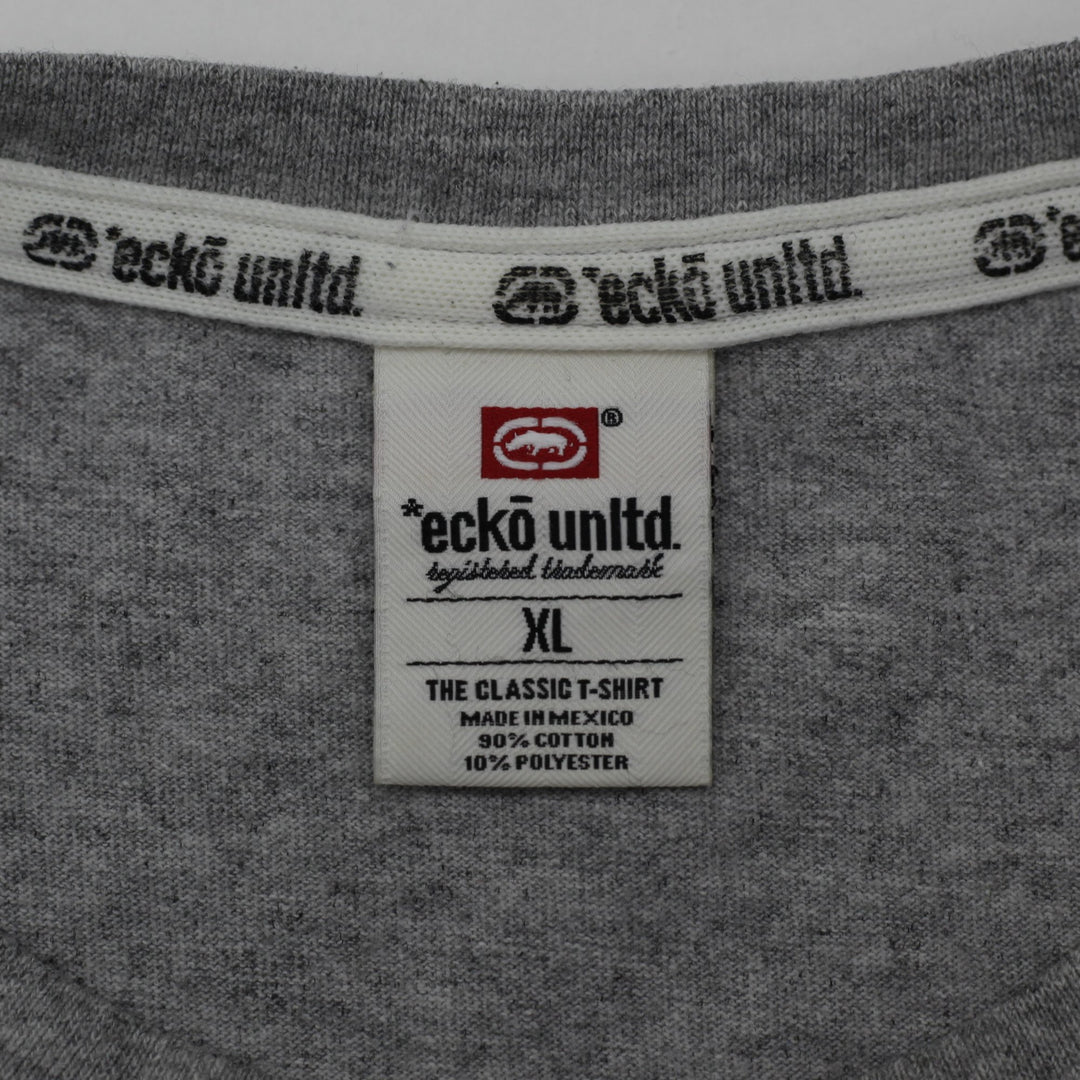 Y2K Mens Ecko Unltd Gray Long Sleeve T-Shirt Size XL