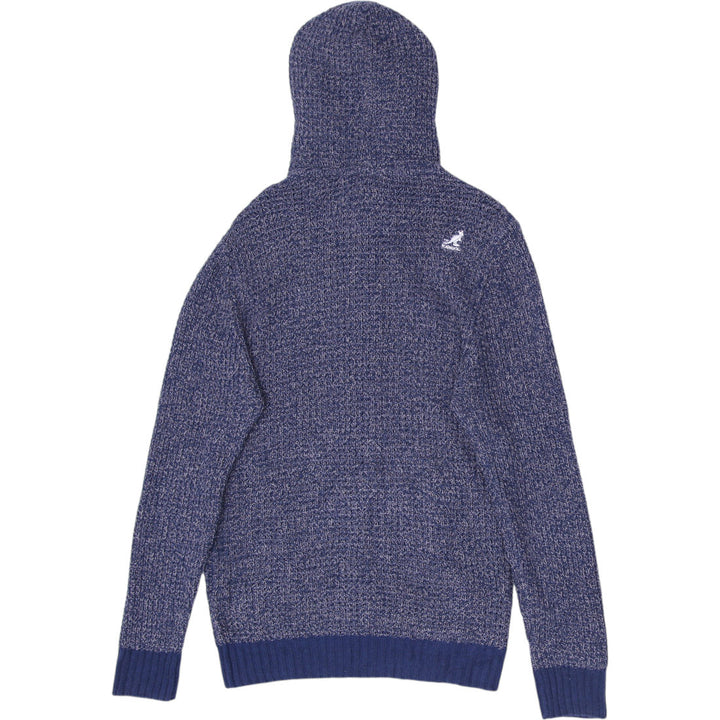 Mens Kangol Hoodie Blue Full Zip Knit Kangaroo Logo Comfy Size M