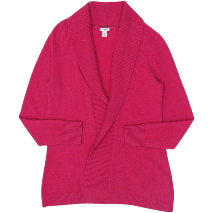 Ladies L.L. Bean Open Cardigan Pink Knit Shawl Collar M