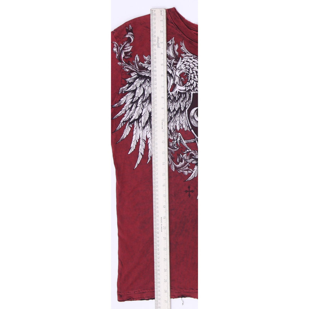Y2K Mens Affliction Standard Series Reversible Graphic Tee Red Black Lava Wash