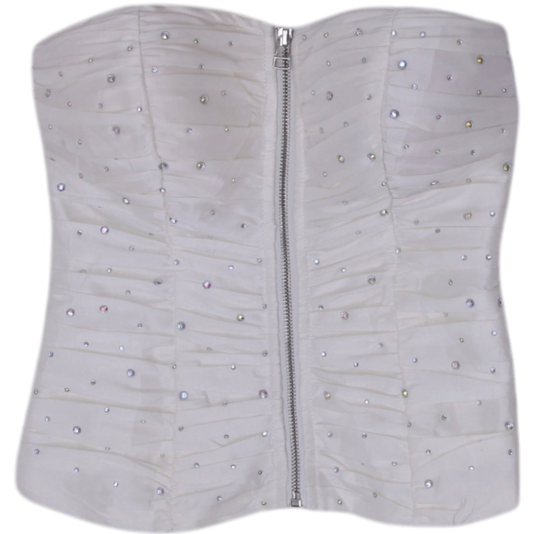 Y2K Ladies Shirley Rhinestone Strapless Bustier Corset Size M