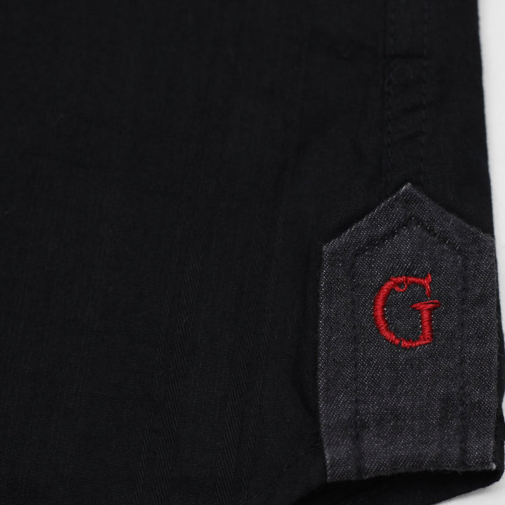 Mens Guess Embroidered Back Graphic Long Sleeve Button Down Shirt Size L