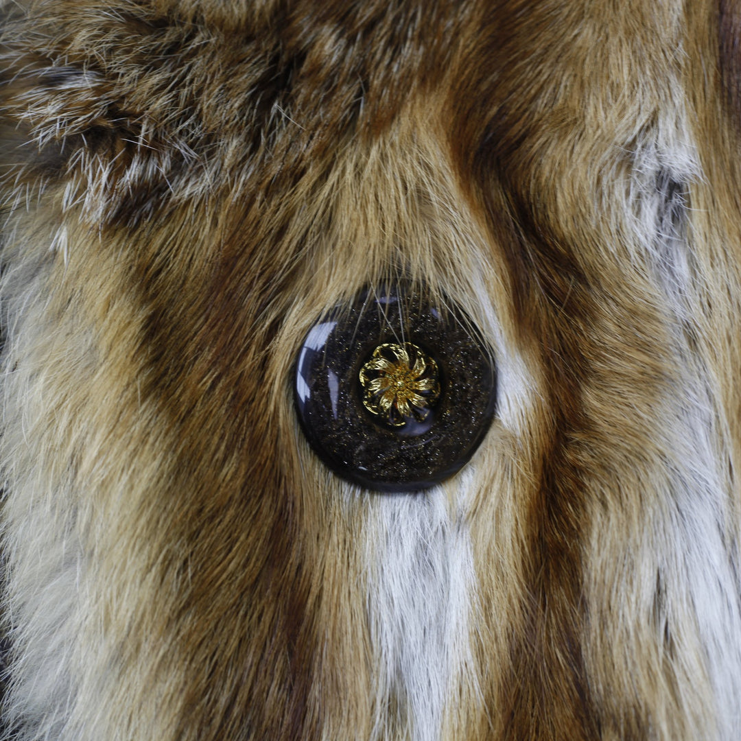 Antique Fur Rare Heirloom Red Fox Fur Full Length Coat, Ornate Jeweled Collar & Paisley Silk Lining. Vintage Mob Wife Aesthetic