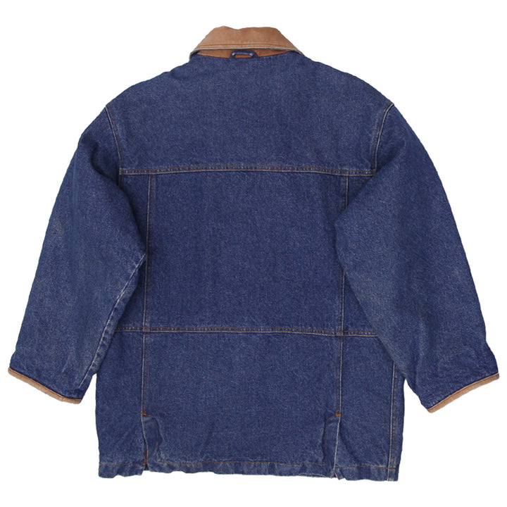 Vintage Timberland Leather Collar Denim Jacket Barn Coat