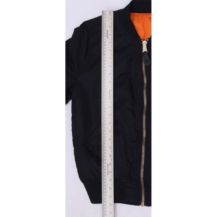 Vintage MA-1 Bomber Jacket Black Orange Reversible Nylon S | Migration_Jackets - View 6 | Fashion Rerun