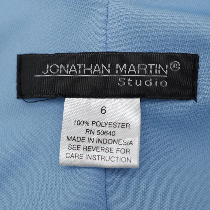 Y2K Ladies Jonathan Martin Long Blue Dress Bow Detail Size 6