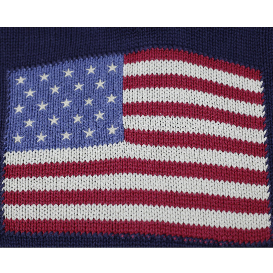 Vintage Ralph Lauren Navy American Flag Logo Knitwear Hoodie Size S | Migration_Hoodies - Alternate View | Fashion Rerun