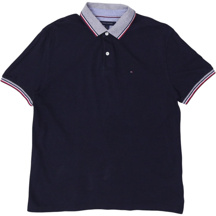 Mens Tommy Hilfiger Polo Navy Striped Collar Short Sleeve Classic