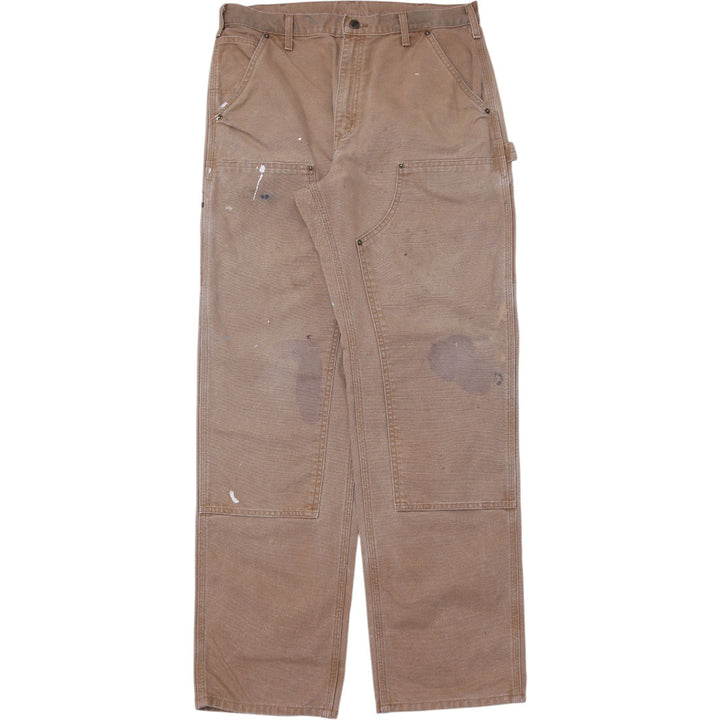 Mens Carhartt B136 Double-Knee Carpenter Pants Distressed Brown Washed Duck